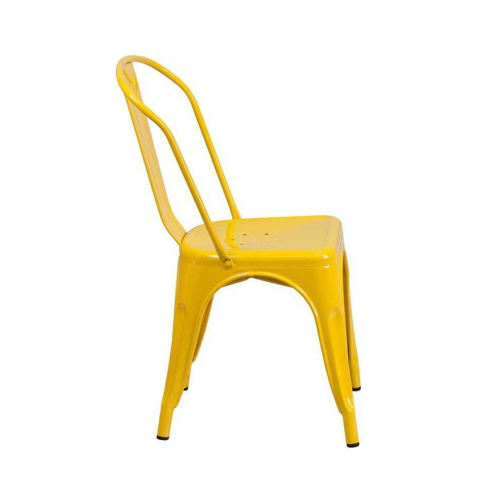 Commercial Grade Yellow Metal Indoor-Outdoor Stackable Chair
