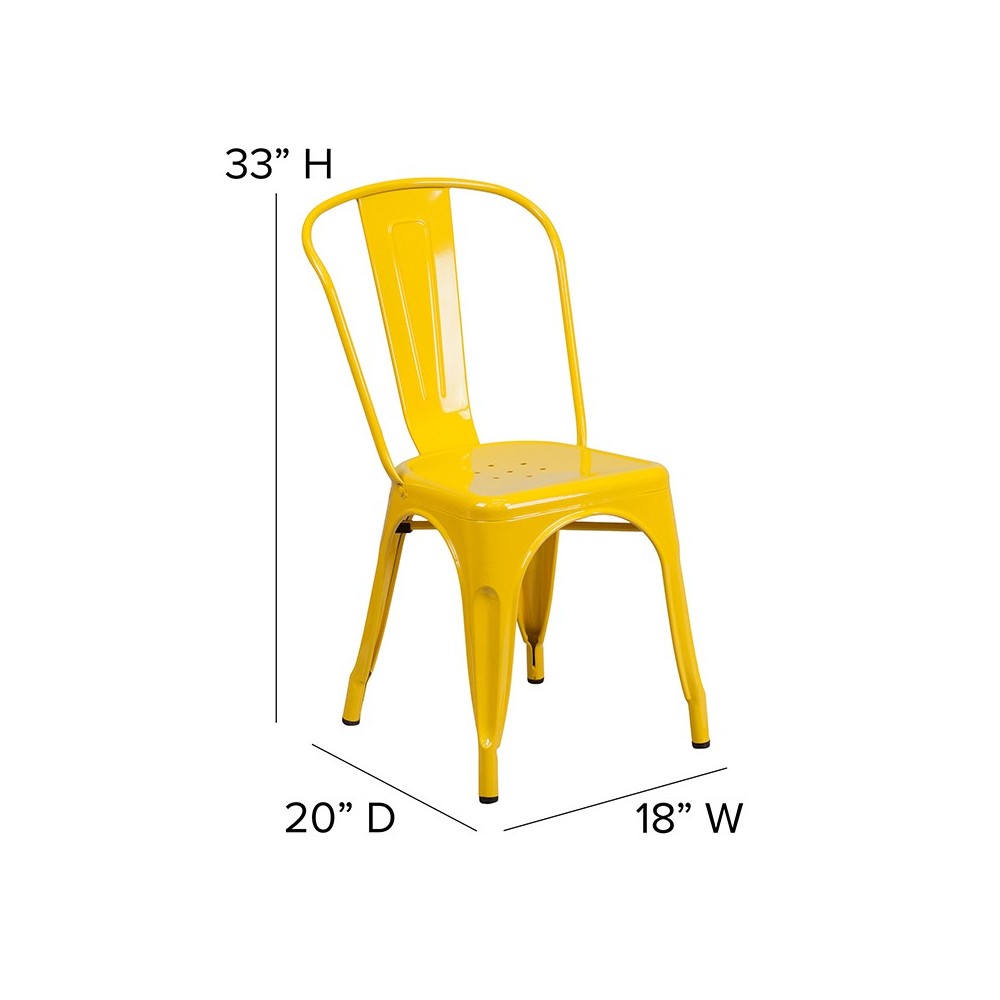 Commercial Grade Yellow Metal Indoor-Outdoor Stackable Chair