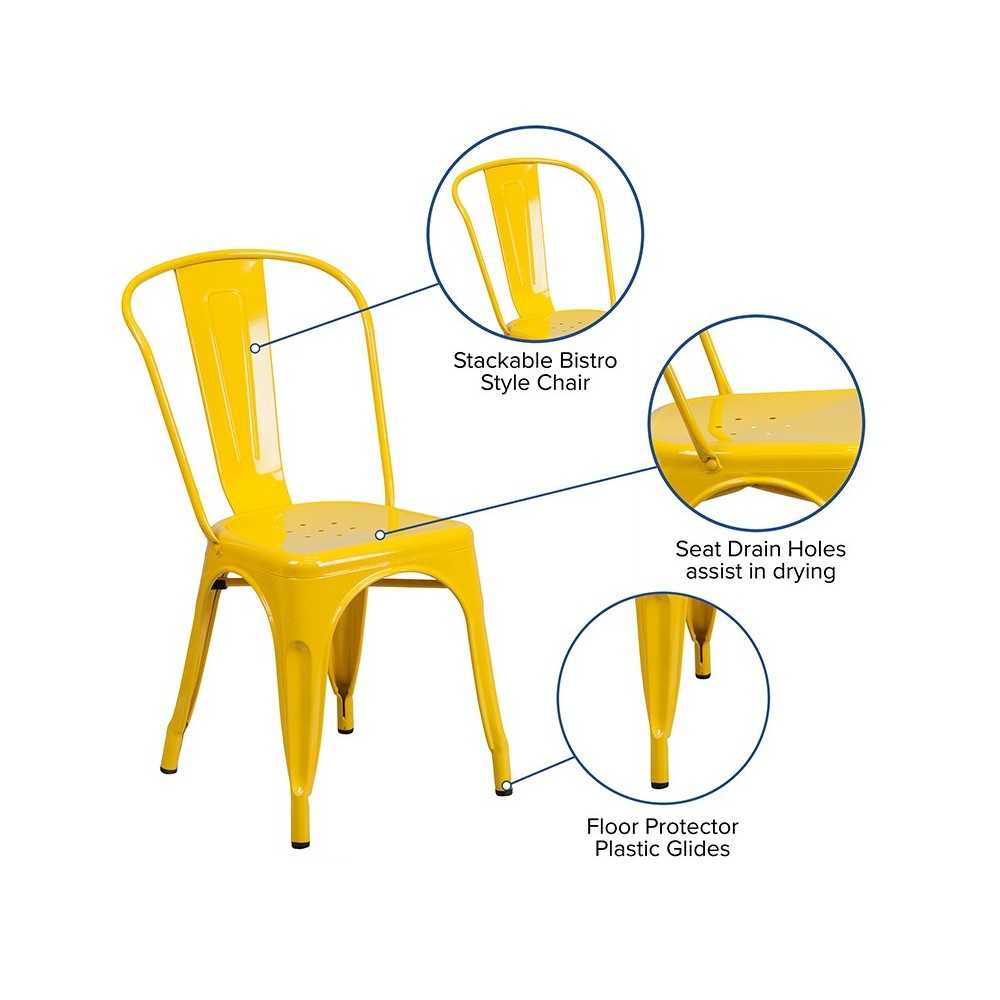 Commercial Grade Yellow Metal Indoor-Outdoor Stackable Chair