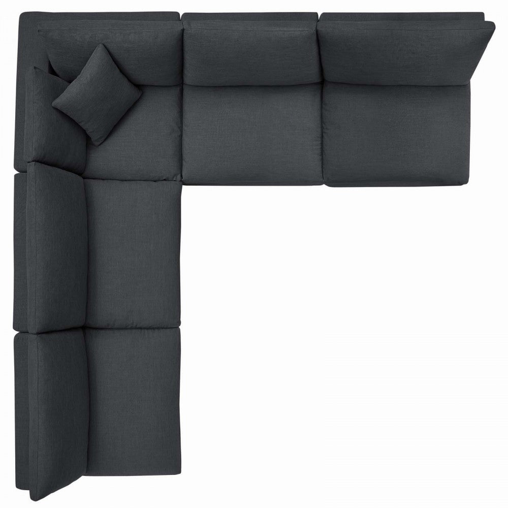 Commix Down Filled Overstuffed 5 Piece Sectional Sofa Set, Gray, EEI-3360-GRY