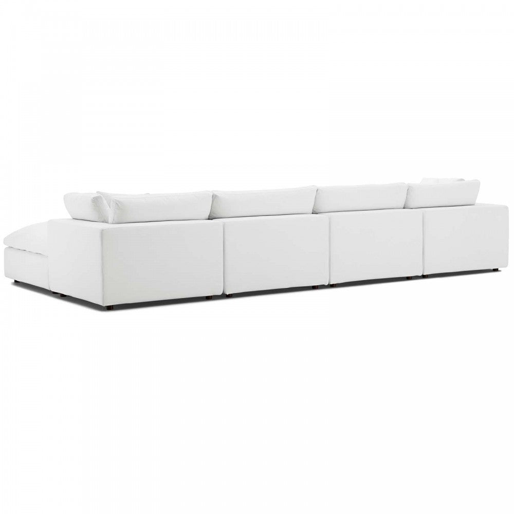 Commix Down Filled Overstuffed 5 Piece Sectional Sofa Set, White, EEI-3358-WHI