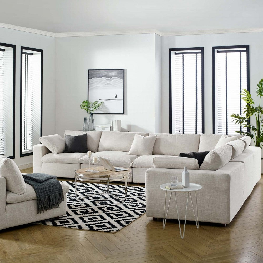 Commix Down Filled Overstuffed 6 Piece Sectional Sofa Set, Beige, EEI-3361-BEI