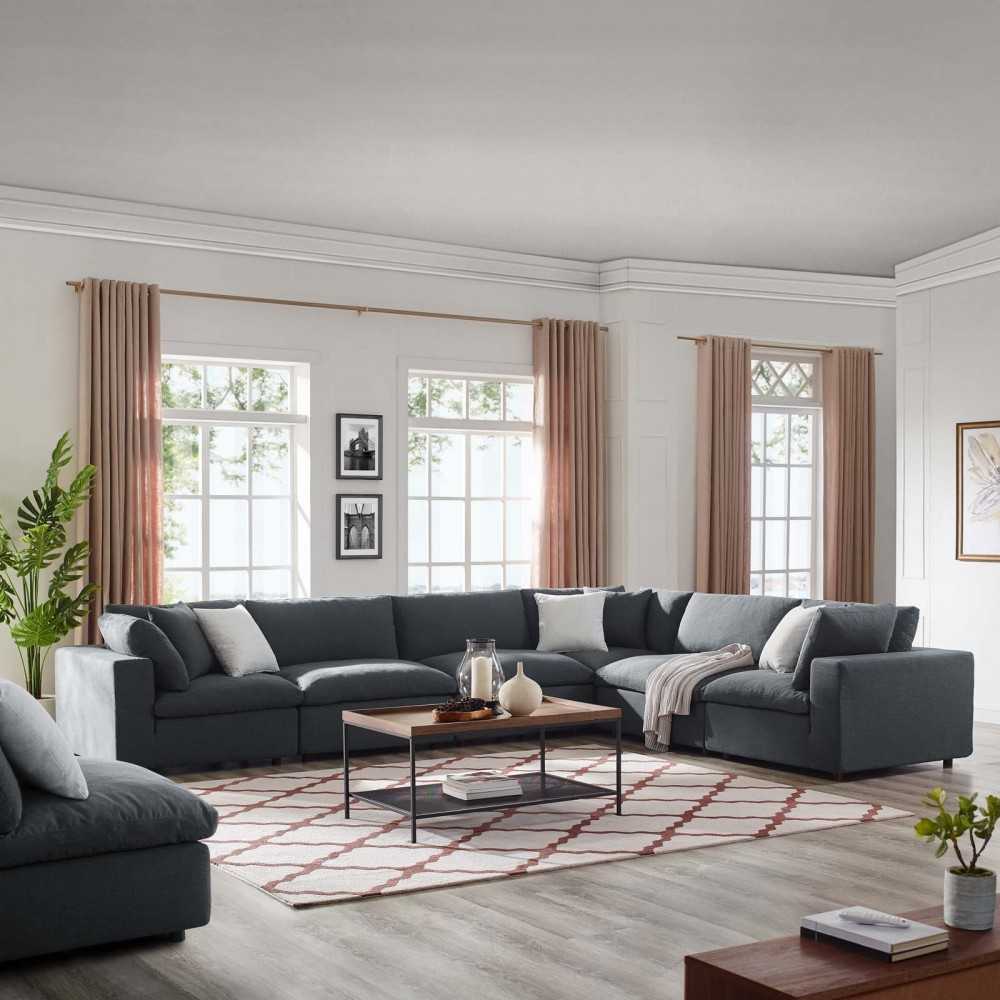Commix Down Filled Overstuffed 6 Piece Sectional Sofa Set, Gray, EEI-3361-GRY