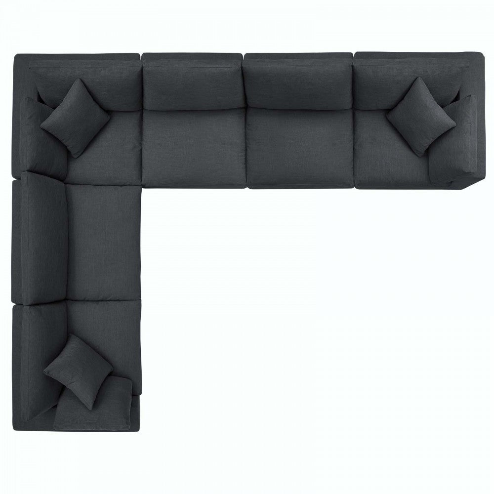 Commix Down Filled Overstuffed 6 Piece Sectional Sofa Set, Gray, EEI-3361-GRY