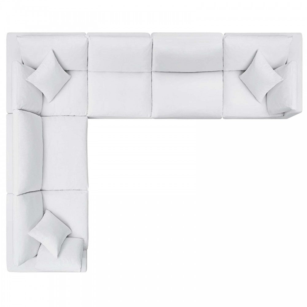 Commix Down Filled Overstuffed 6 Piece Sectional Sofa Set, White, EEI-3361-WHI