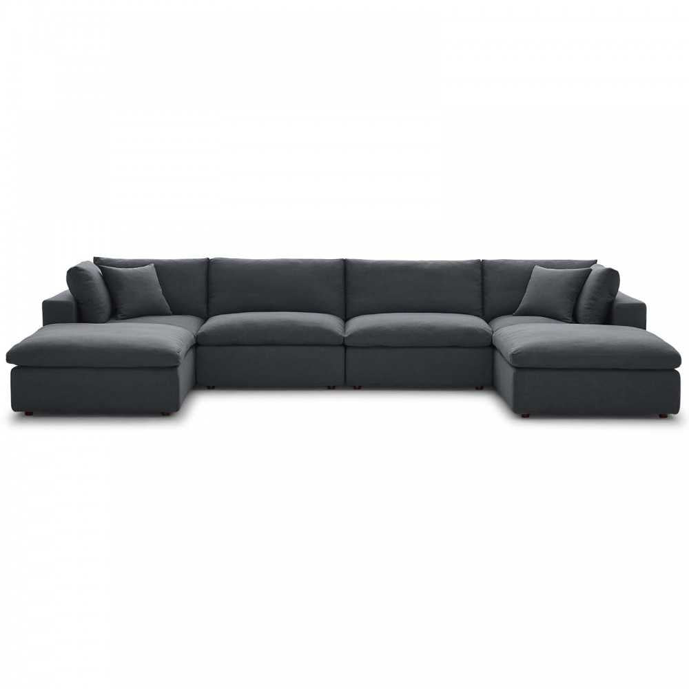 Commix Down Filled Overstuffed 6 Piece Sectional Sofa Set, Gray, EEI-3362-GRY