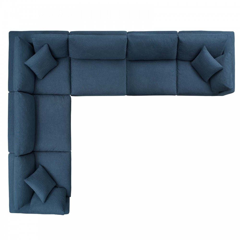 Commix Down Filled Overstuffed 6 Piece Sectional Sofa Set, Azure, EEI-3361-AZU