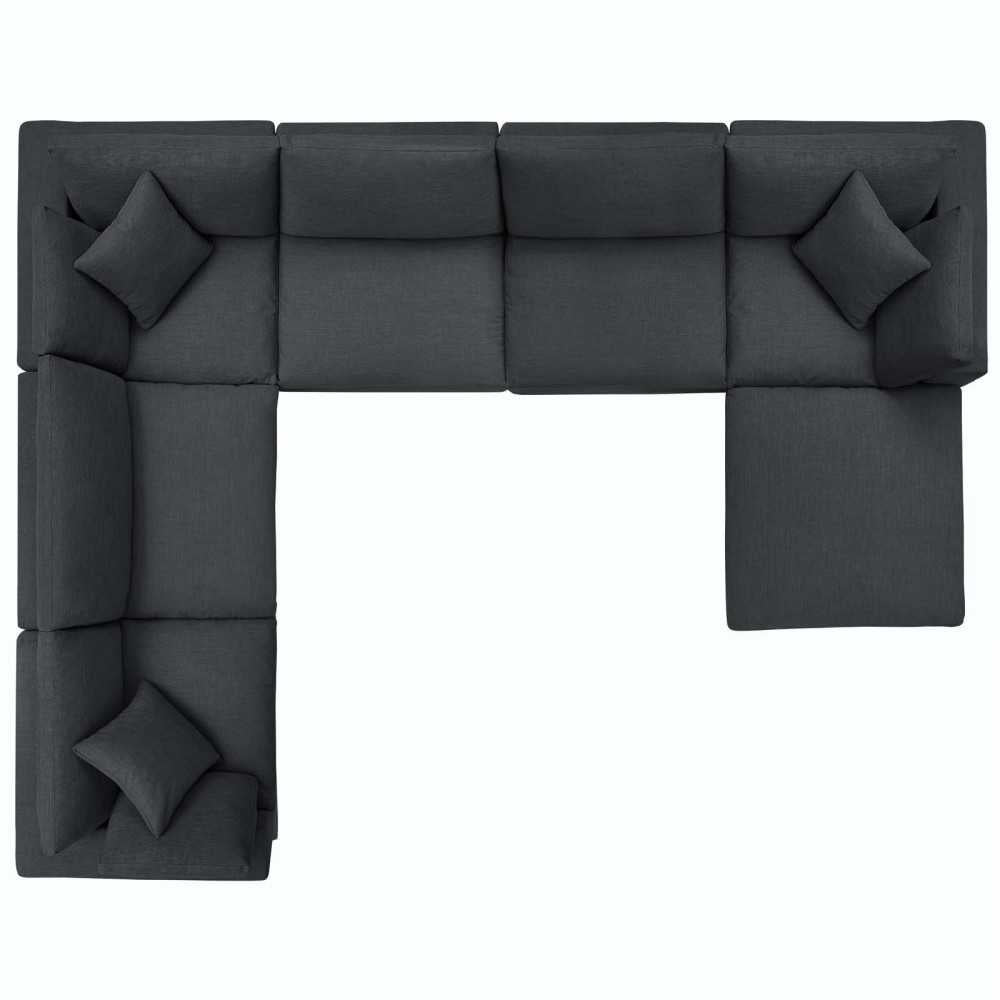 Commix Down Filled Overstuffed 7 Piece Sectional Sofa Set, Gray