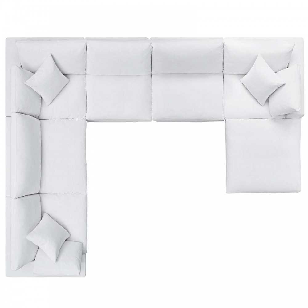 Commix Down Filled Overstuffed 7 Piece Sectional Sofa Set, White