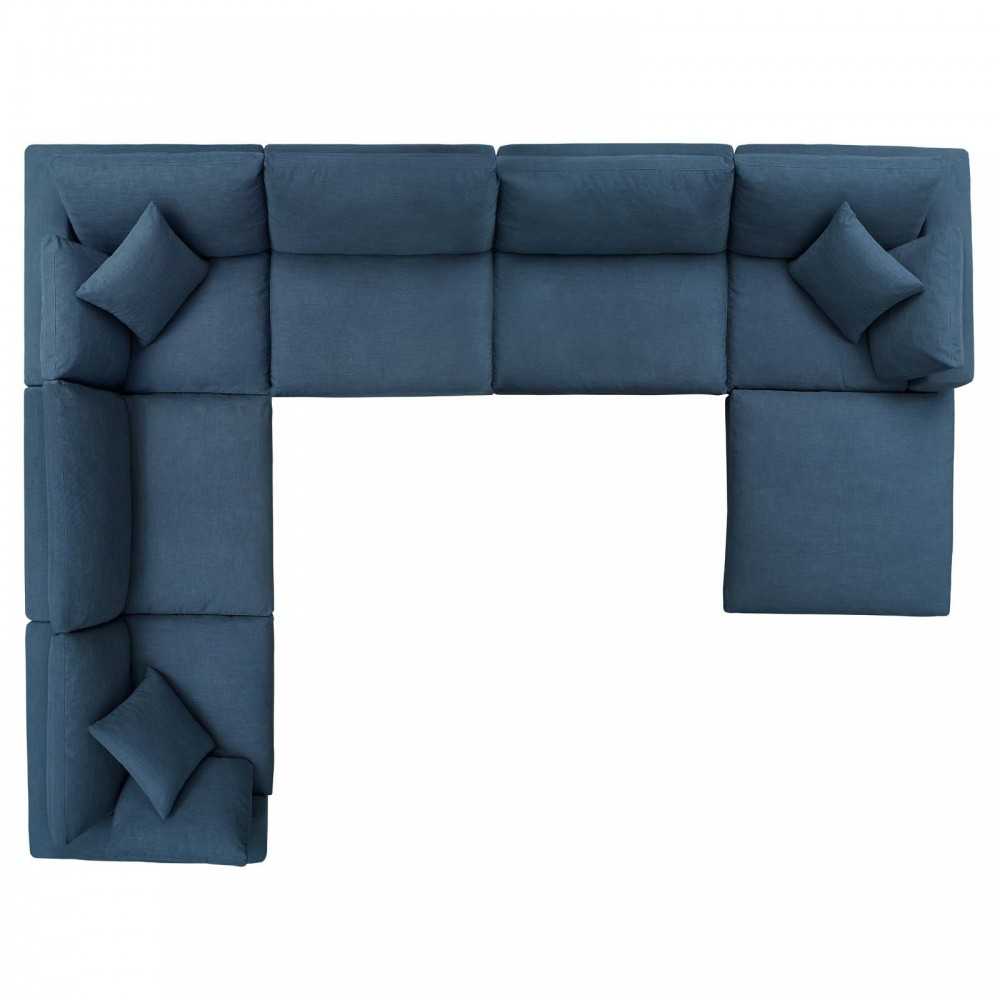 Commix Down Filled Overstuffed 7 Piece Sectional Sofa Set, Azure