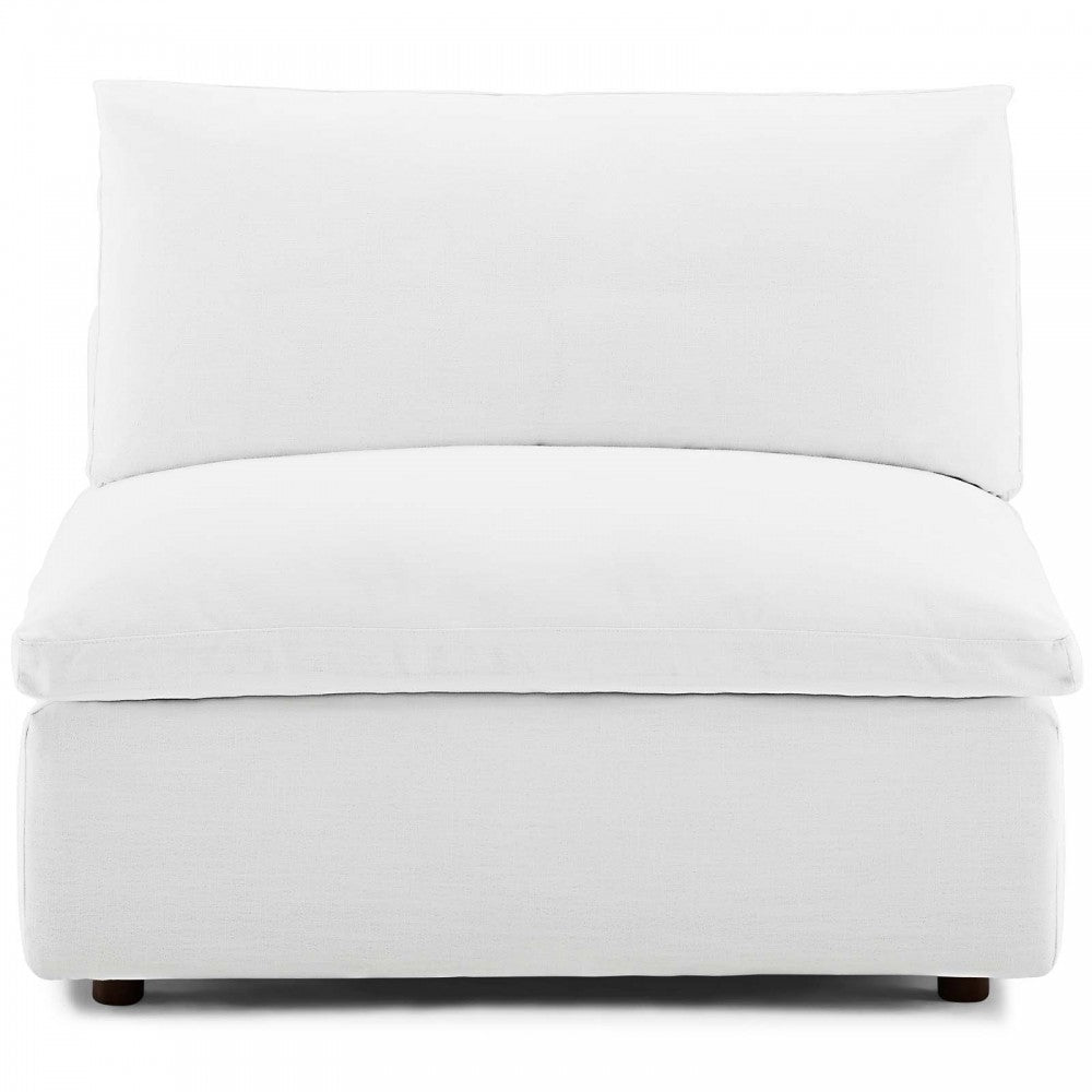 Commix Down Filled Overstuffed Armless Chair, White
