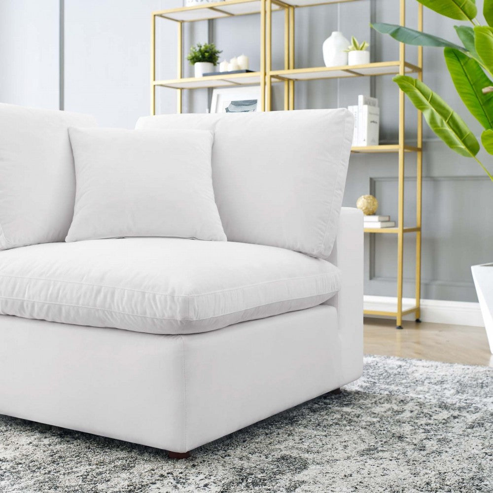 Commix Down Filled Overstuffed Performance Velvet Corner Chair, White