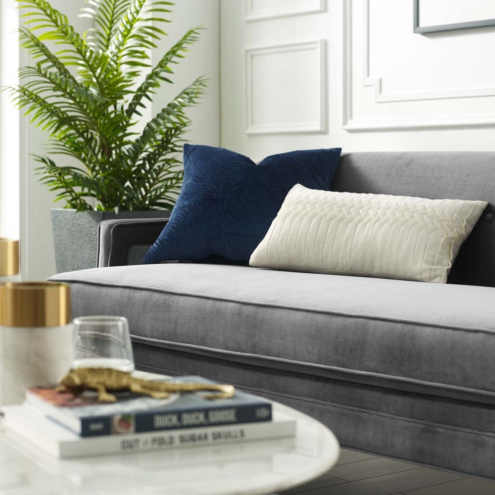 Concur Button Tufted Performance Velvet Sofa, Gray