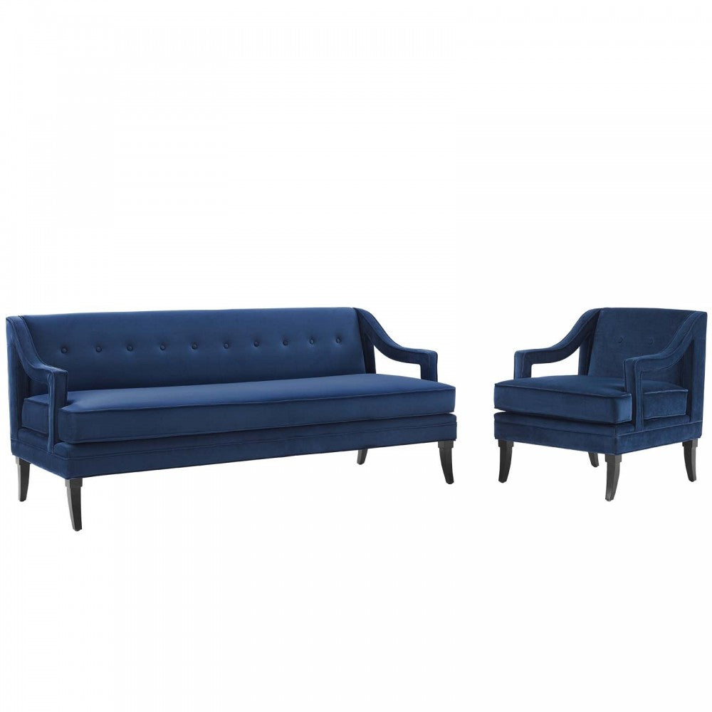 Concur Living Room Set Performance Velvet Set of 2, Navy, EEI-4024-NAV-SET