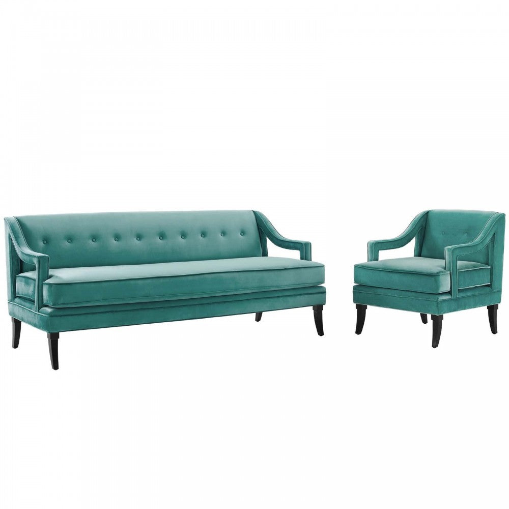 Concur Living Room Set Performance Velvet Set of 2, Teal, EEI-4024-TEA-SET