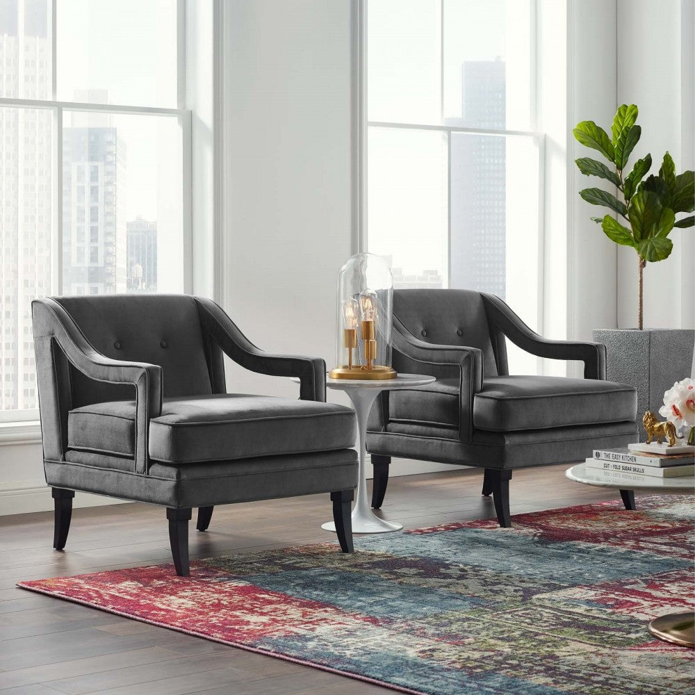 Concur Living Room Set Performance Velvet Set of 2, Gray, EEI-4026-GRY