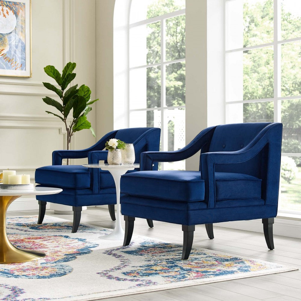 Concur Living Room Set Performance Velvet Set of 2, Navy, EEI-4026-NAV