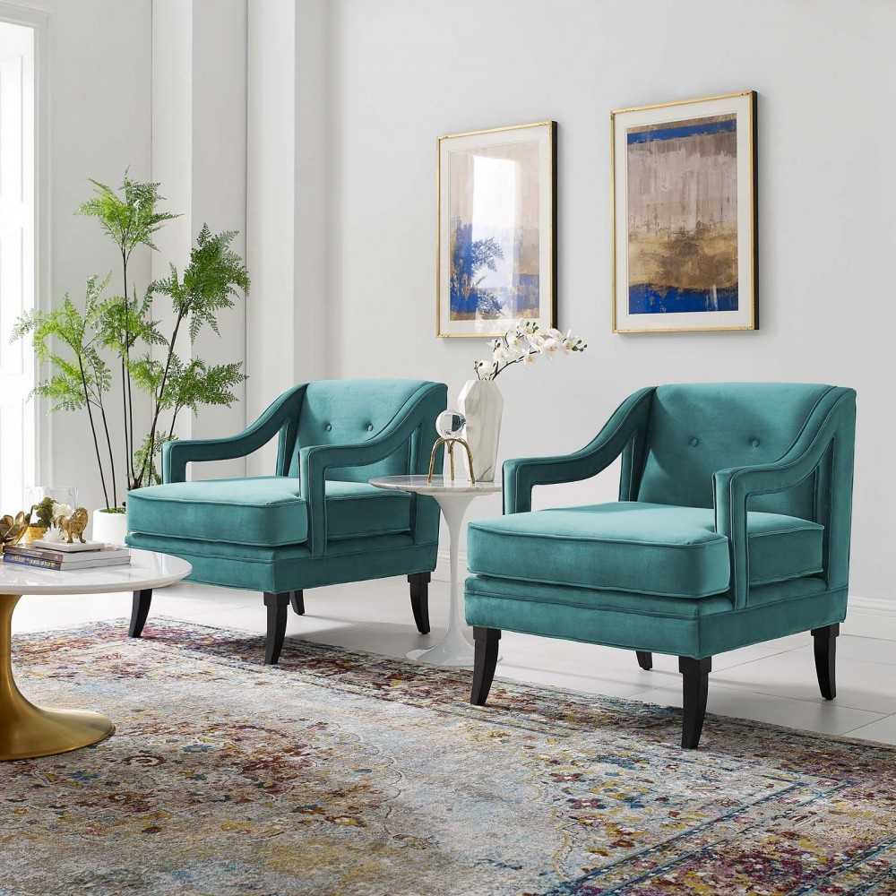 Concur Living Room Set Performance Velvet Set of 2, Teal, EEI-4026-TEA