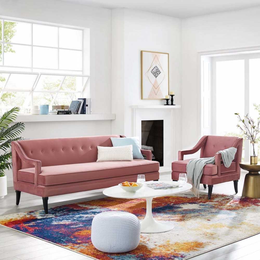 Concur Living Room Set Performance Velvet Set of 2, Dusty Rose, EEI-4024-DUS-SET