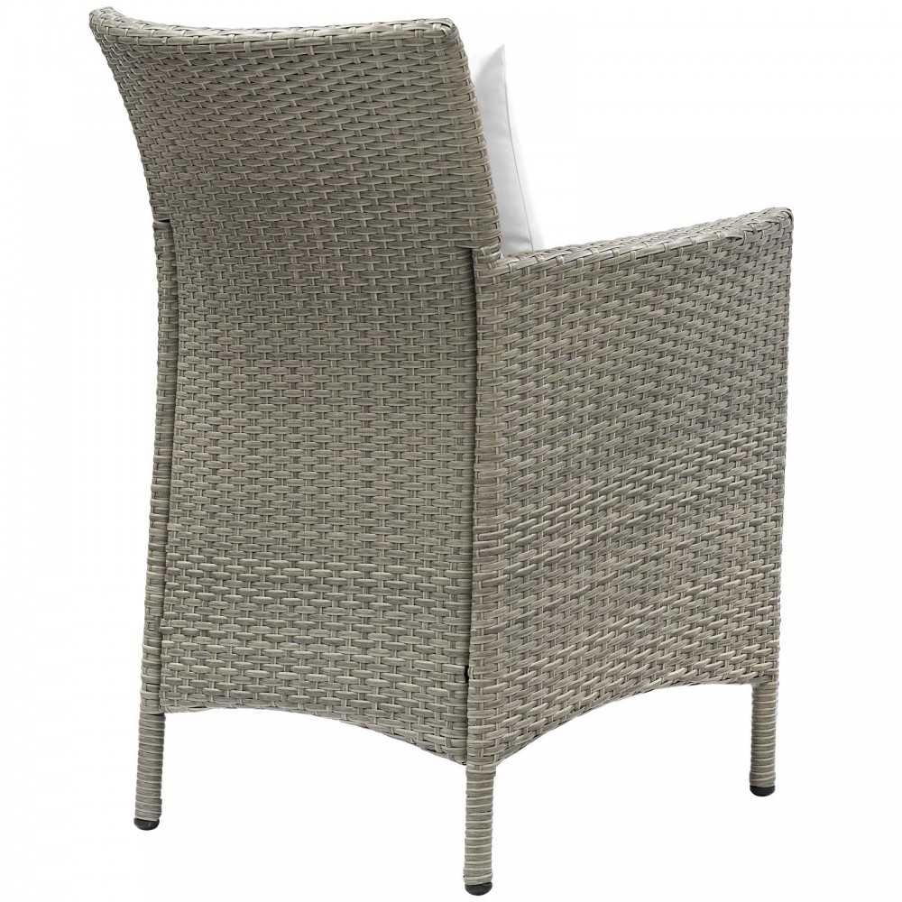Conduit 5 Piece Outdoor Patio Wicker Rattan Dining Set, Light Gray White