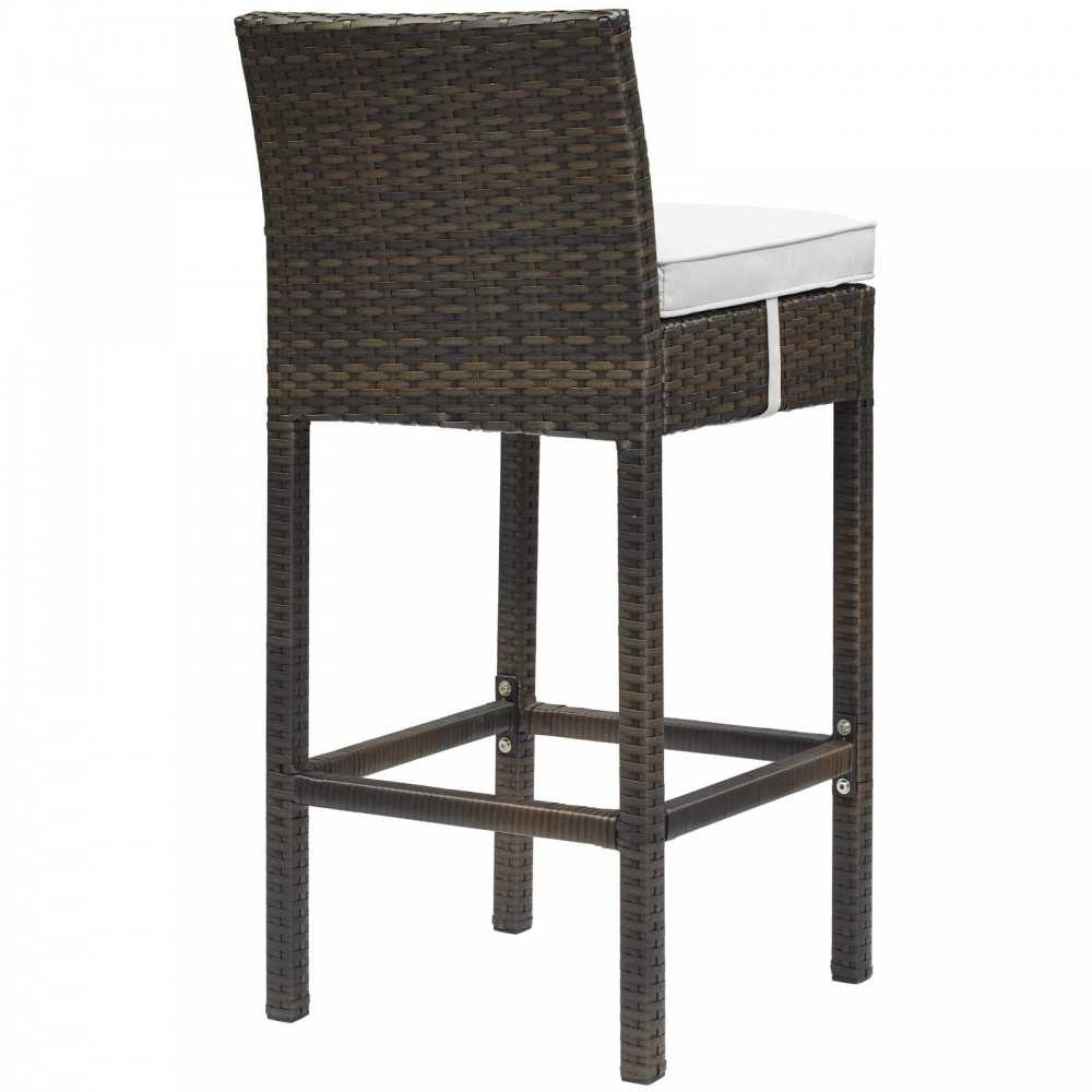 Conduit Bar Stool Outdoor Patio Wicker Rattan Set of 2, Brown White