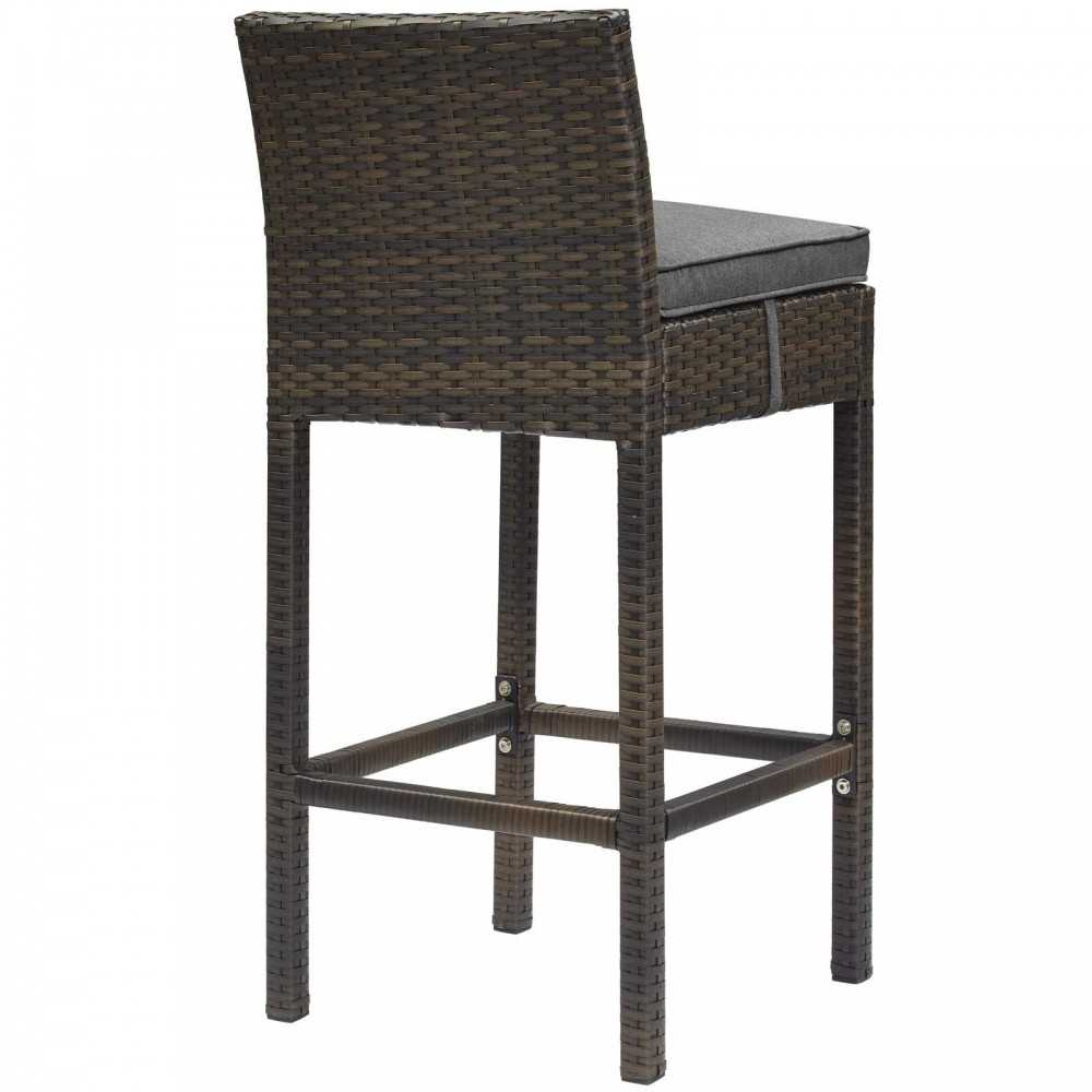 Conduit Bar Stool Outdoor Patio Wicker Rattan Set of 2, Brown Charcoal