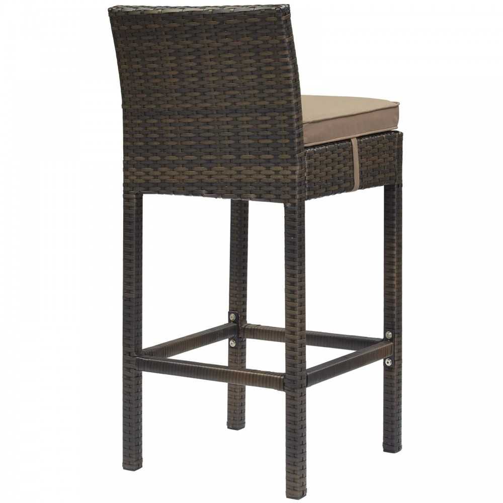 Conduit Bar Stool Outdoor Patio Wicker Rattan Set of 2, Brown Mocha