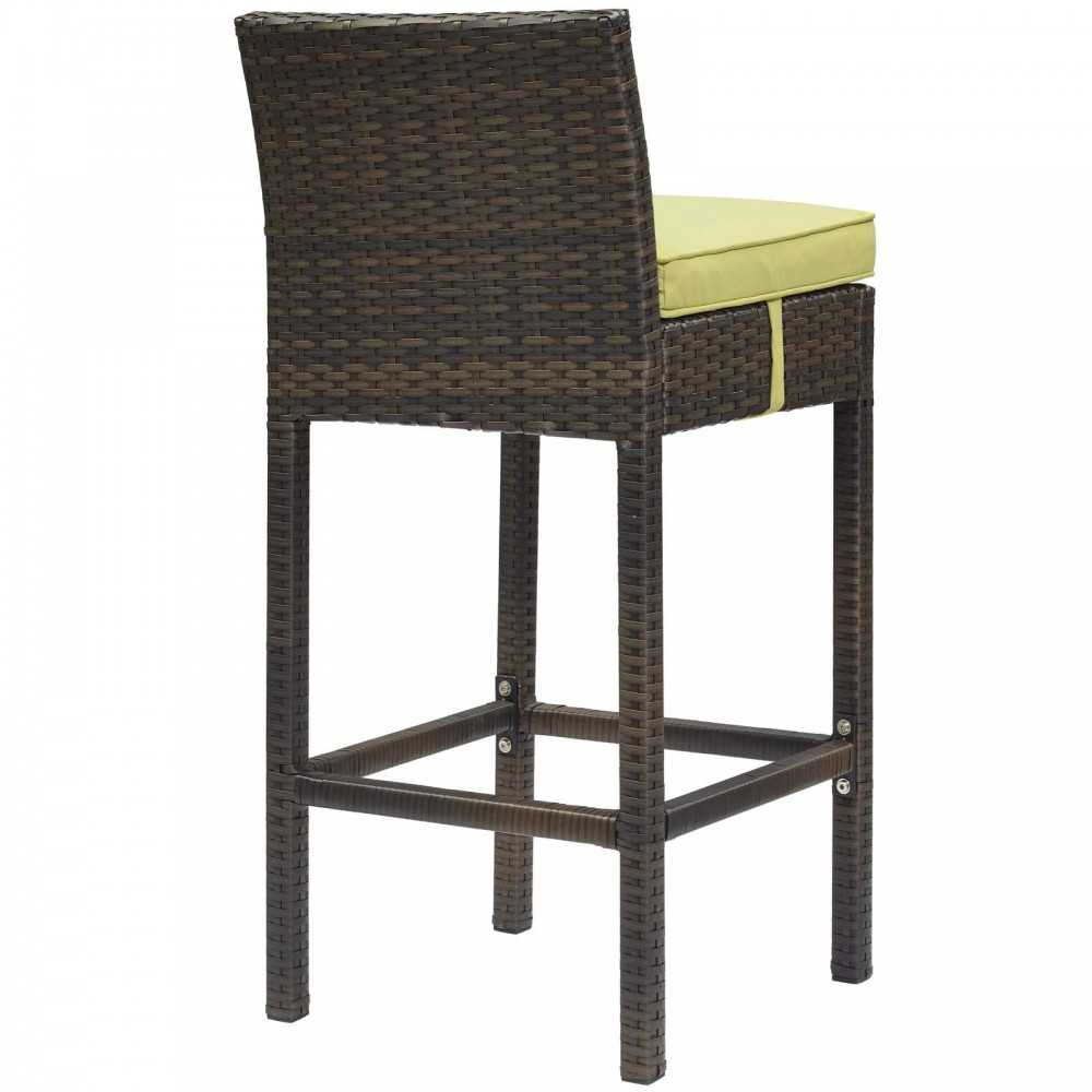 Conduit Bar Stool Outdoor Patio Wicker Rattan Set of 2, Brown Peridot