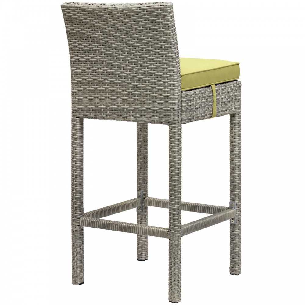 Conduit Bar Stool Outdoor Patio Wicker Rattan Set of 4, Light Gray Peridot