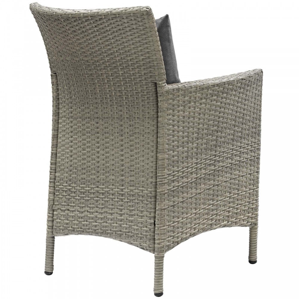 Conduit Outdoor Patio Wicker Rattan Dining Armchair, Light Gray Charcoal