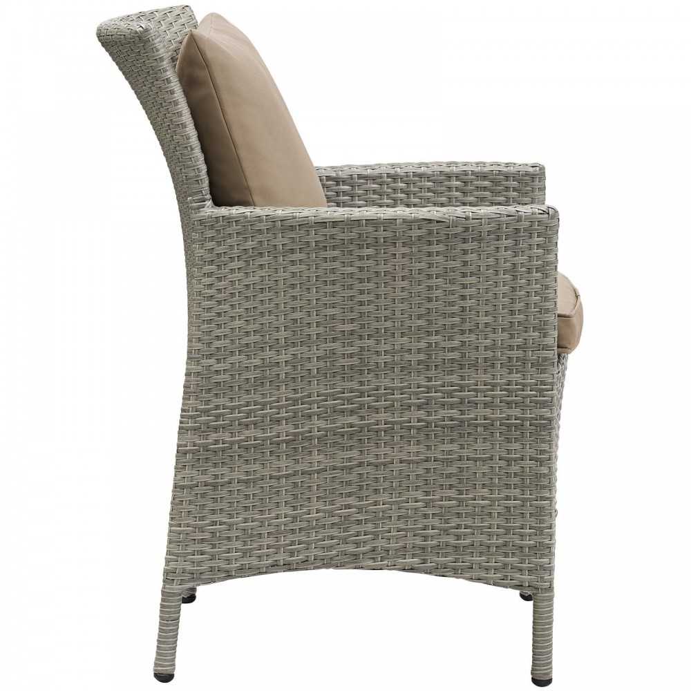 Conduit Outdoor Patio Wicker Rattan Dining Armchair, Light Gray Mocha