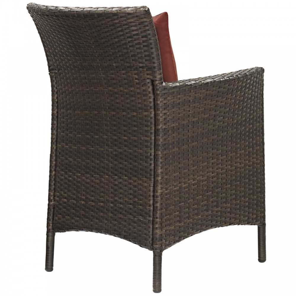 Conduit Outdoor Patio Wicker Rattan Dining Armchair, Brown Currant