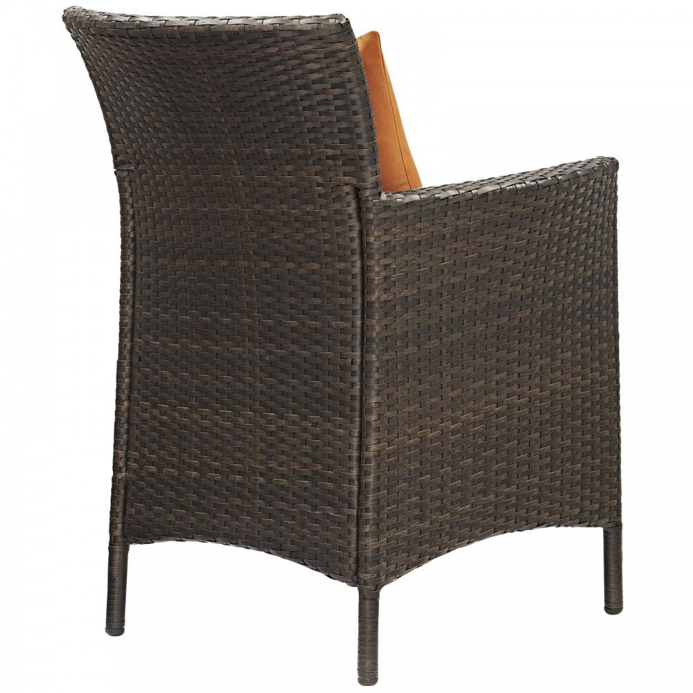 Conduit Outdoor Patio Wicker Rattan Dining Armchair, Brown Orange