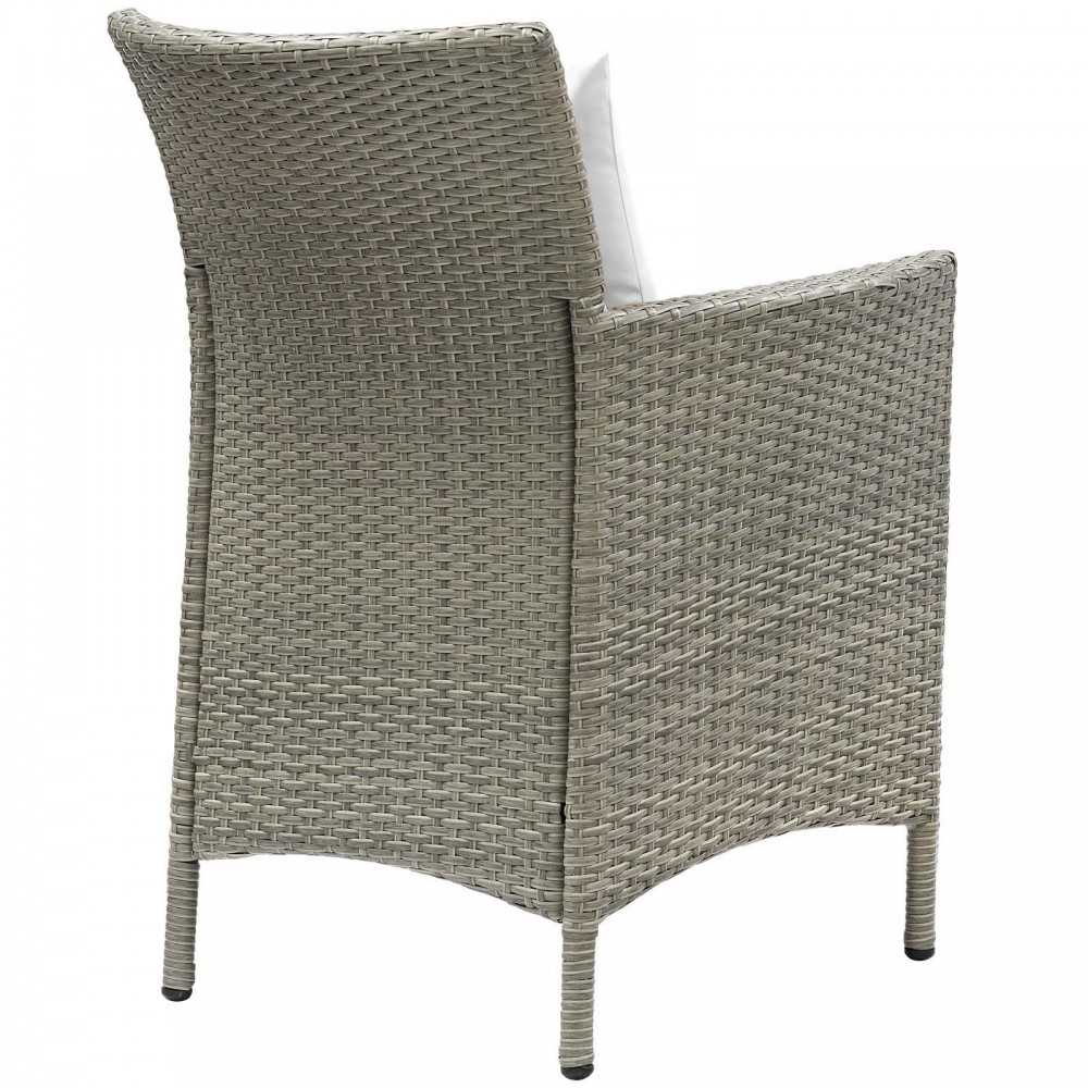 Conduit Outdoor Patio Wicker Rattan Dining Armchair Set of 2, Light Gray White