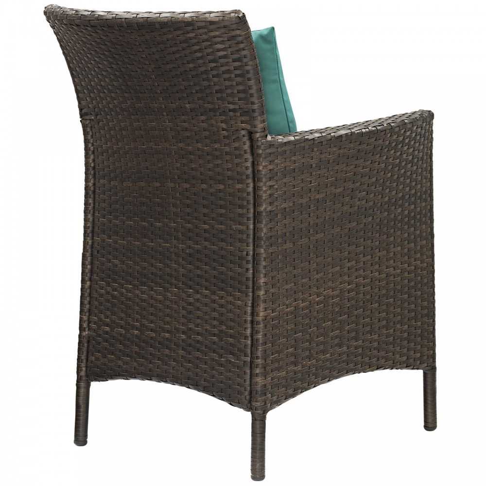 Conduit Outdoor Patio Wicker Rattan Dining Armchair Set of 2, Brown Green