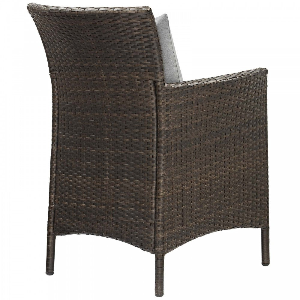 Conduit Outdoor Patio Wicker Rattan Dining Armchair Set of 2, Brown Gray