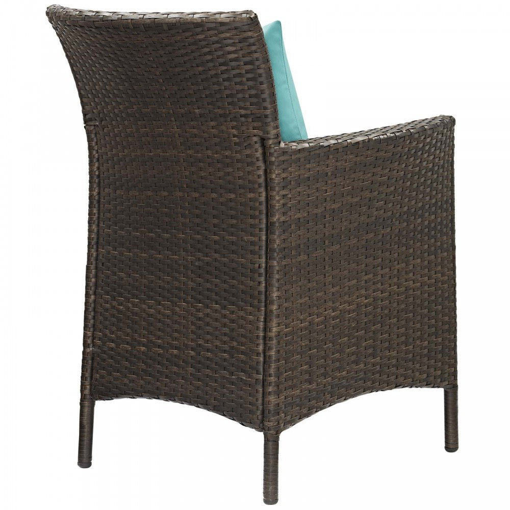 Conduit Outdoor Patio Wicker Rattan Dining Armchair Set of 2, Brown Turquoise