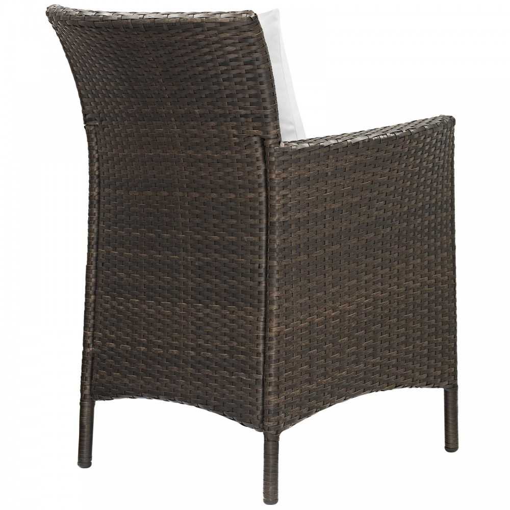 Conduit Outdoor Patio Wicker Rattan Dining Armchair Set of 2, Brown White