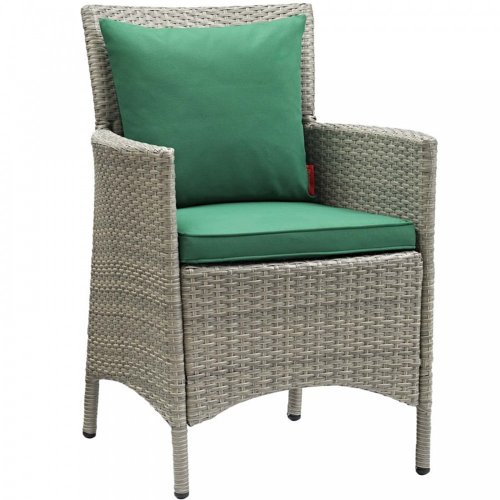 Conduit Outdoor Patio Wicker Rattan Dining Armchair Set of 2, Light Gray Green