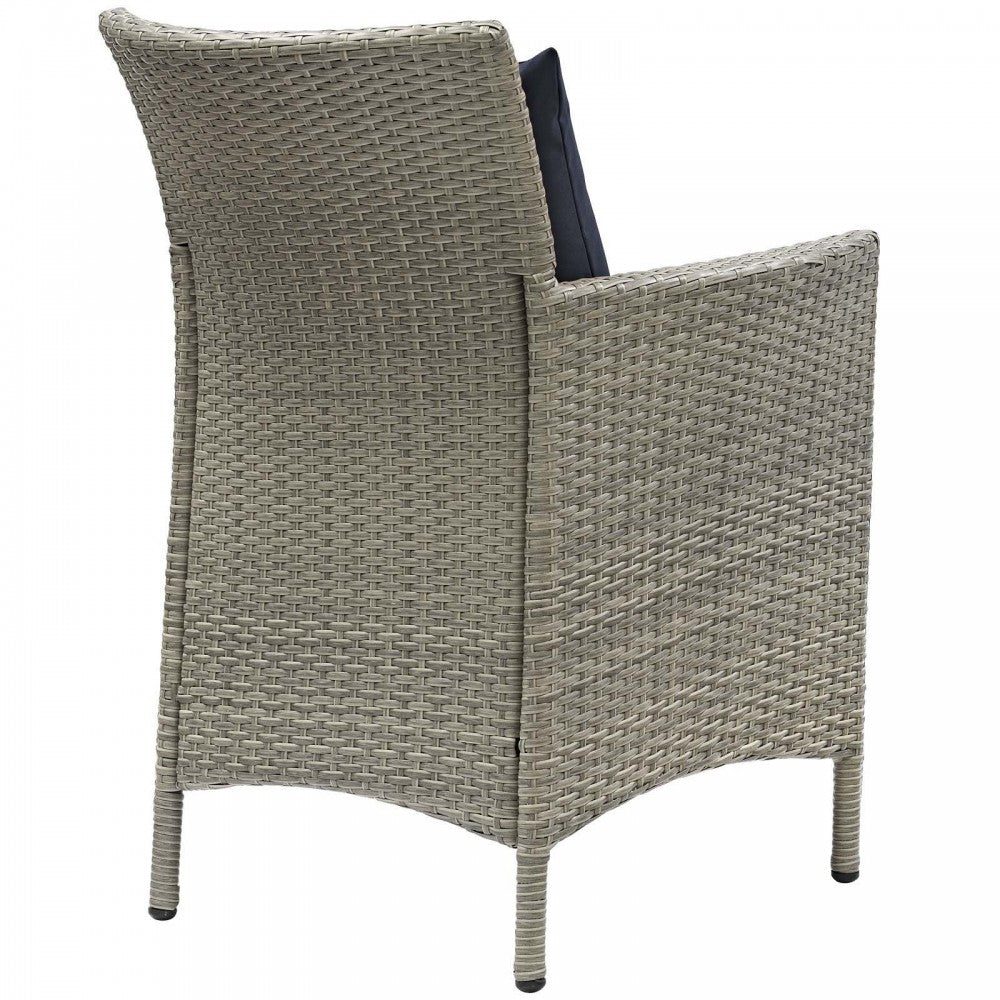 Conduit Outdoor Patio Wicker Rattan Dining Armchair Set of 2, Light Gray Navy