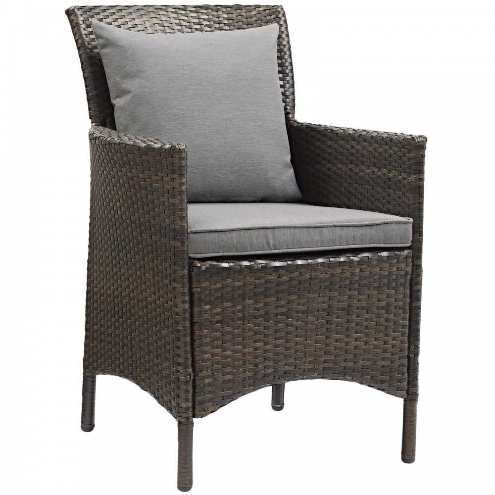 Conduit Outdoor Patio Wicker Rattan Dining Armchair Set of 4, Brown Gray