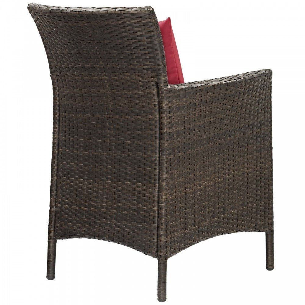 Conduit Outdoor Patio Wicker Rattan Dining Armchair Set of 4, Brown Red