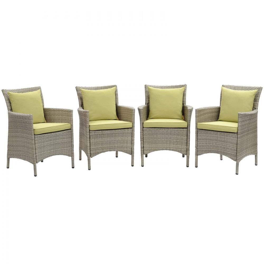 Conduit Outdoor Patio Wicker Rattan Dining Armchair Set of 4, Light Gray Peridot