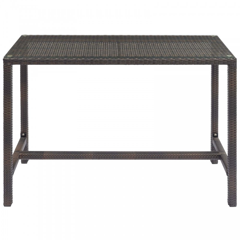 Conduit Outdoor Patio Wicker Rattan Large Bar Table, Brown