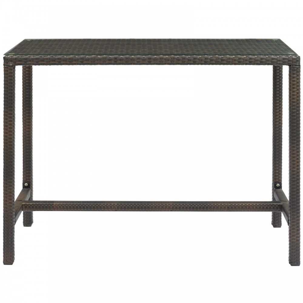 Conduit Outdoor Patio Wicker Rattan Large Bar Table, Brown