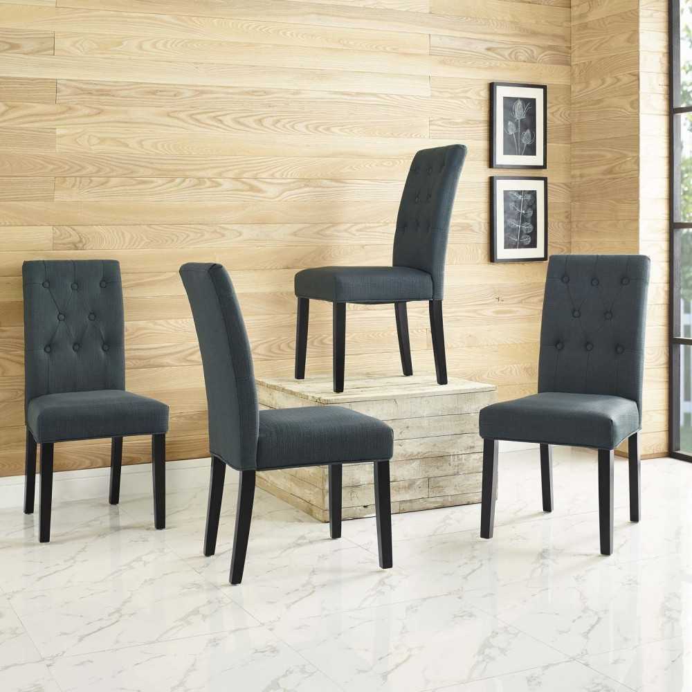 Confer Dining Side Chair Fabric Set of 4, Gray