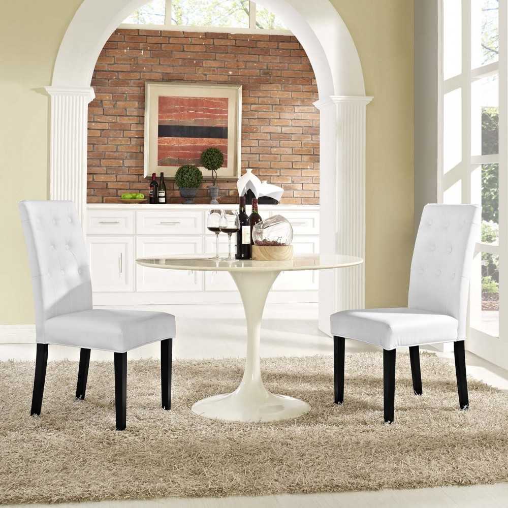 Confer Dining Side Chair Vinyl Set of 2, White