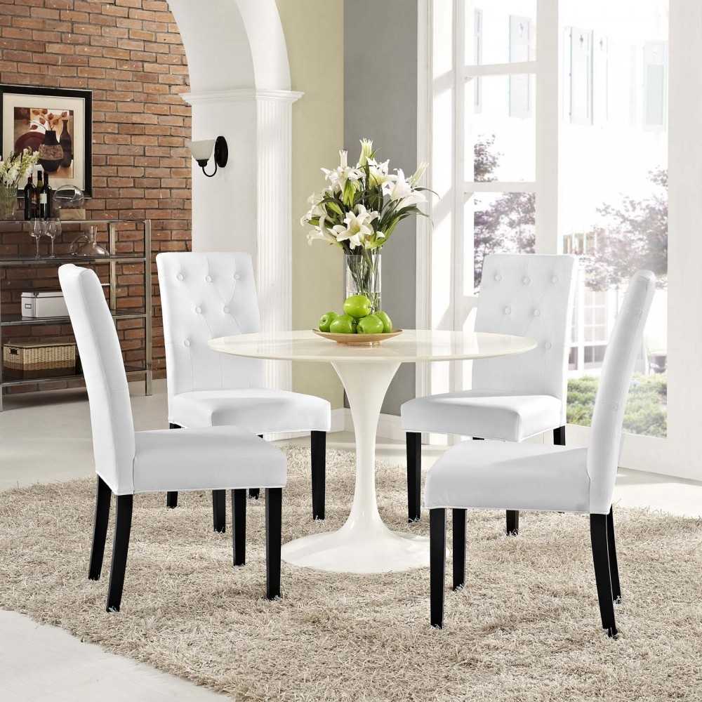 Confer Dining Side Chair Vinyl Set of 4, White