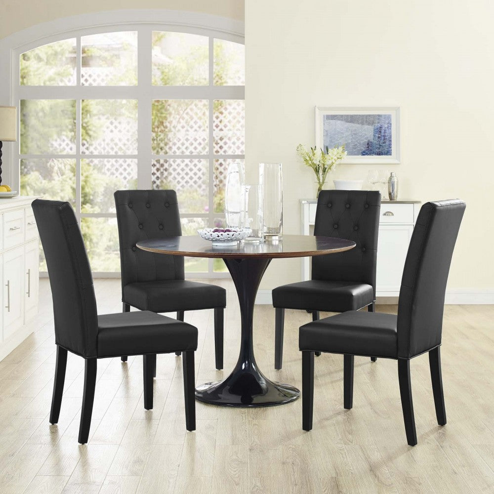 Confer Dining Side Chair Vinyl Set of 4, Black