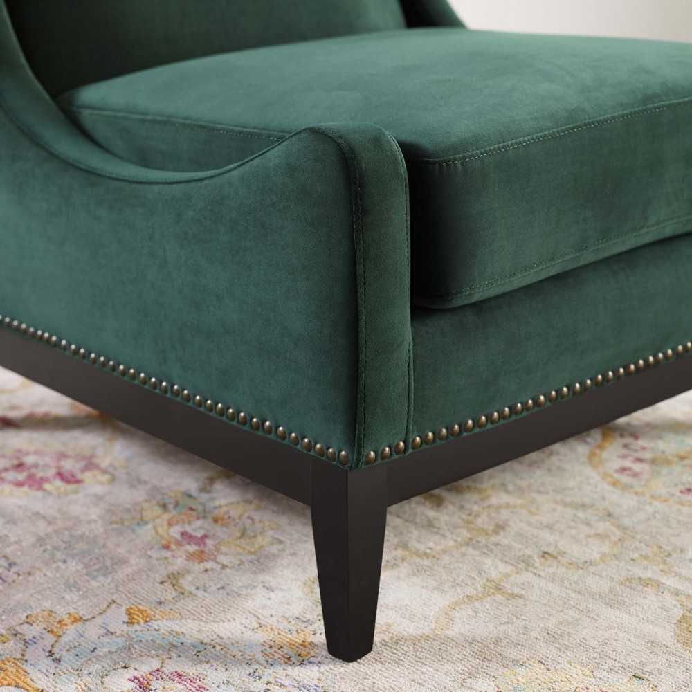 Confident Accent Upholstered Performance Velvet Lounge Chair, Green